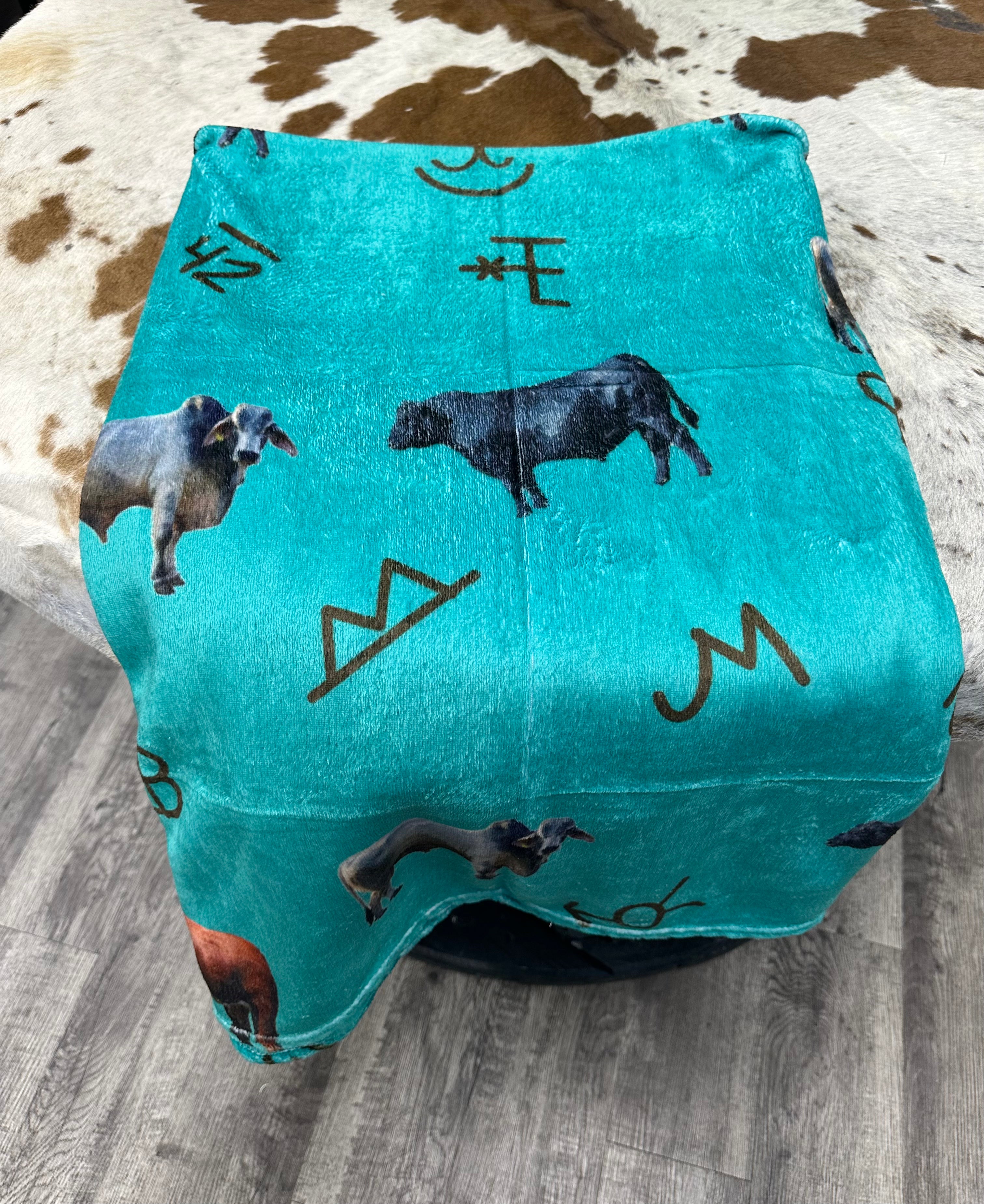 Teal Cow Blanket